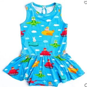 Bums & Roses Ready Jet Go Racer Back Ruffle Dress